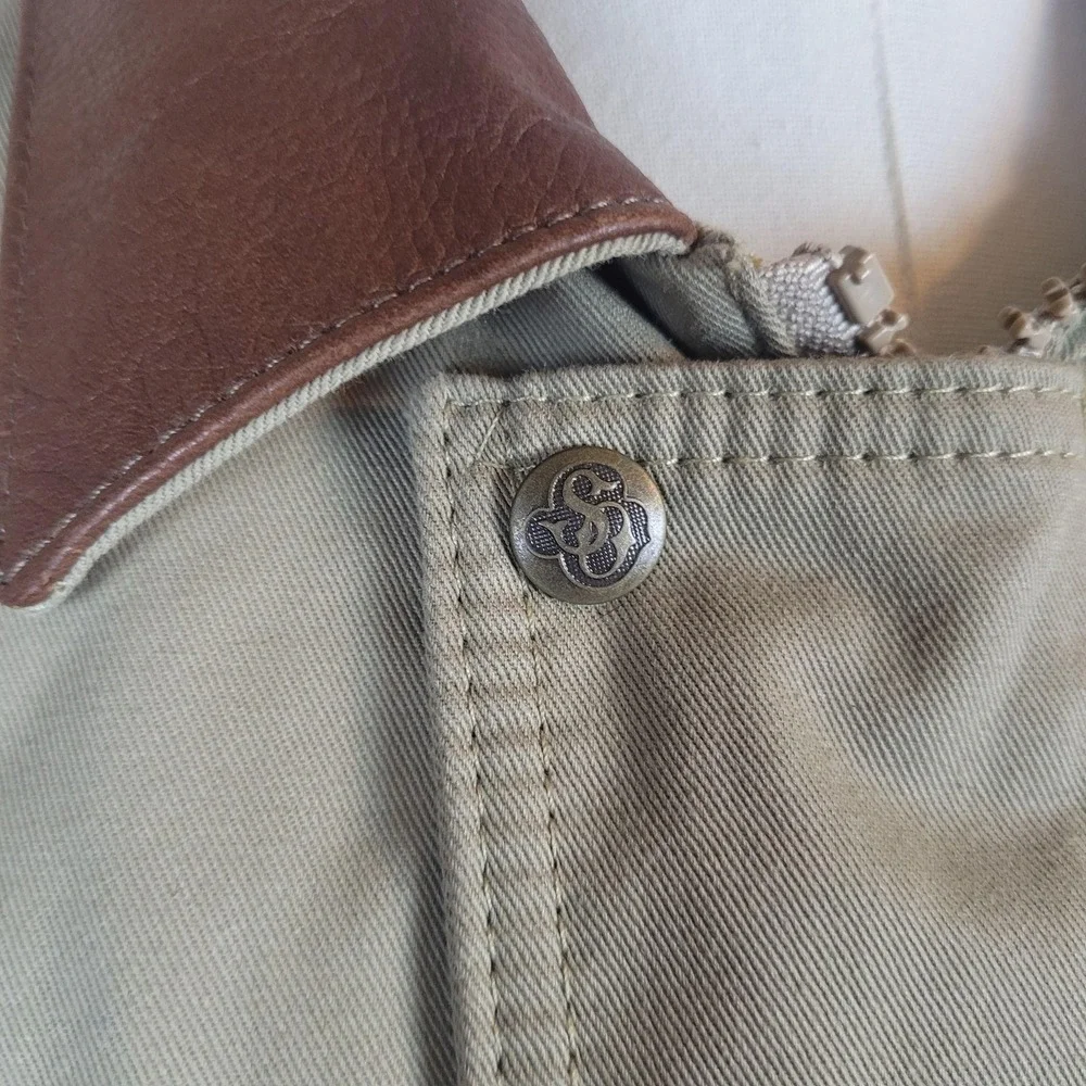 Schaefer Outfitter Jacket XL Beige Lodge Cruiser Canvas Leather Collar Western